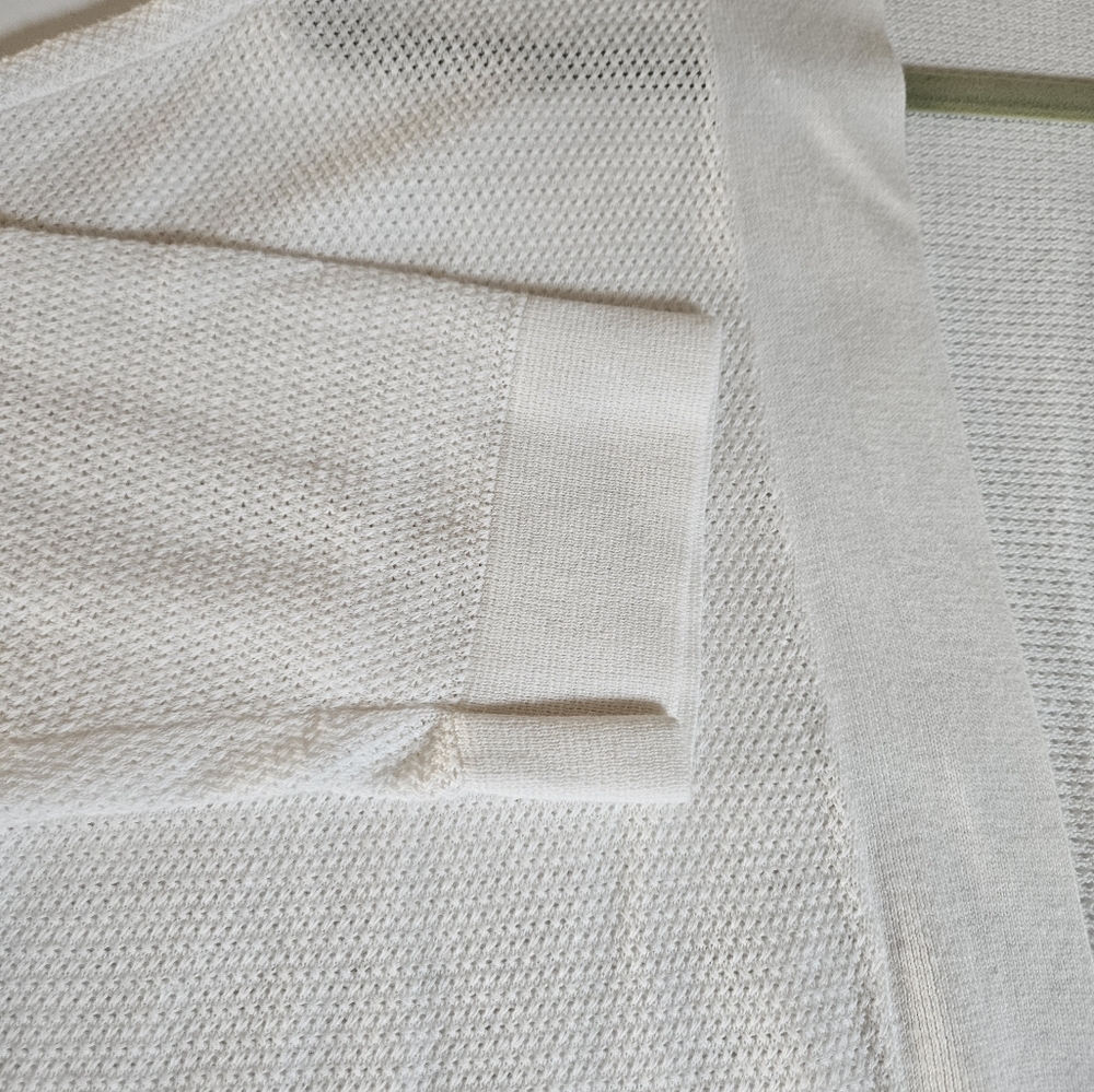 Chico's Linen Cotton Long Cardigan Textured White Lightweight XXL Layering - Picture 3 of 9
